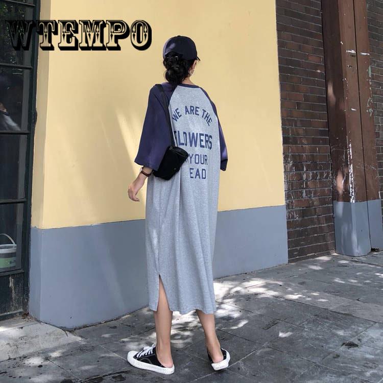 Women's Dress Print Half Sleeve Long Solid Dress T-shirt Loose Leisure Summer Dresses