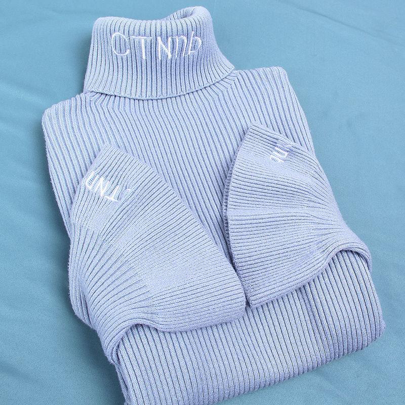 Turtleneck Women's Sweater Fashion Korean Loose Pullover Knit Bottoming Shirt Plus Velvet Pullover Beige Sweater Tops