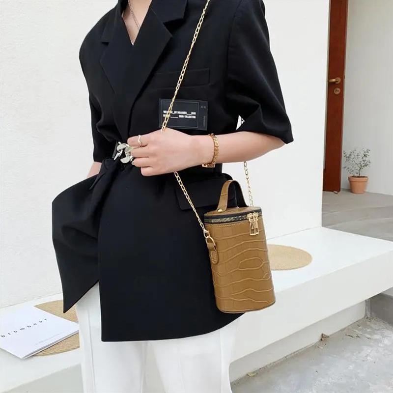 Crocodile Pattern Messenger Bag Western Style Shoulder Bag Trendy Bucket Shopping Leisure Handbag