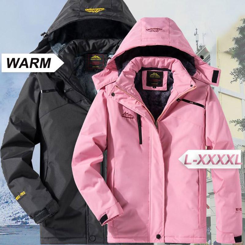Men's and Women's Outdoor Jackets Windproof and Waterproof Winter Mountaineering Outdoor Clothing Plus Velvet Thickening Couple Jackets
