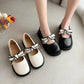 Female British Loafers Summer Small Leather Shoes Retro Medium Heel Comfortable Shoes Cute Low Wedge Lady Shoes with Skirt Lolita Shoes for Girls