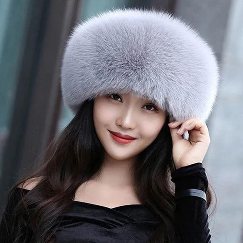 Women's Winter Hat Imitated Fox Fur Ball Plush Beret All-match Adjustable Hat Warm Cold Proof Ear Protection Hat Solid Fluffy Plushy Top Cap Fur Hat