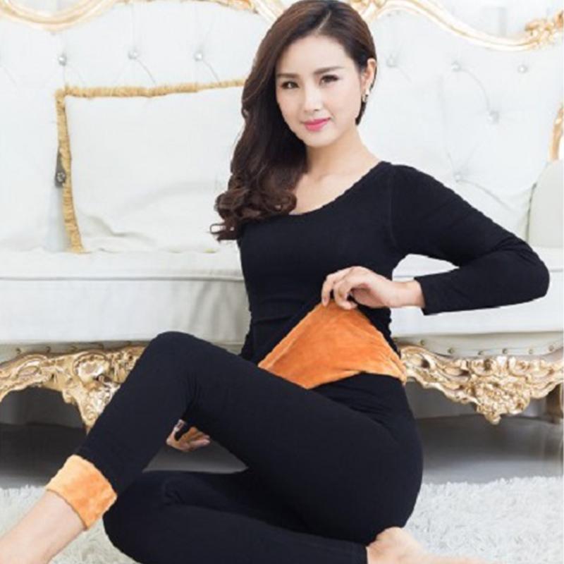 Plus Velvet Thick Thermal Underwear Ladies Suit Autumn and Winter Body Slimming High Elasticity