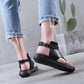 Plus Size 36-40 Summer Women Outdoor Black Rome Flip Flop Flat Bohemian Beach Shoes Non-slip Office Lady Leather Sandals