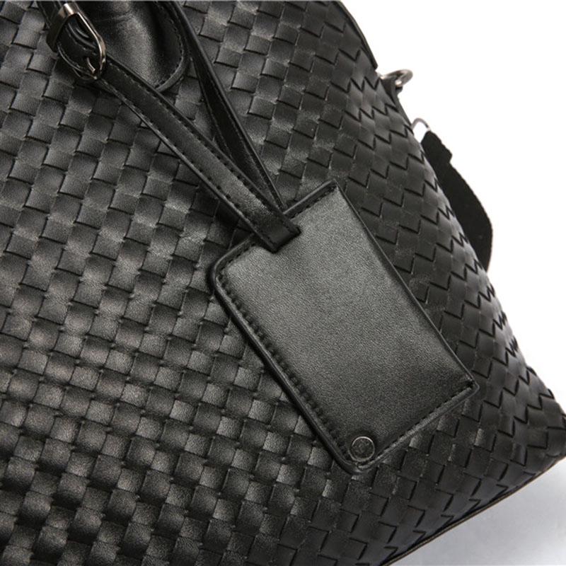 Business Briefcase Men Fashion Woven Leather Zipper Waterproof Handbag Travel Computer Bag