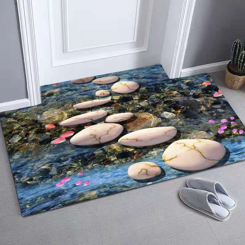 3D Door-to-door Floor Mat Door Mat Home Bedroom Living Room Bathroom Non-slip Absorbent Machine Washable Carpet