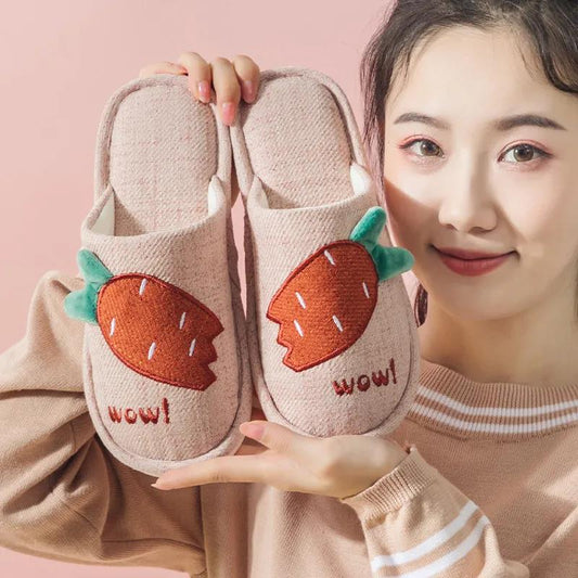 Autumn and Winter Carrot Design Cotton Slippers Non-slip Warm Cotton Shoes Comfortable Casual Fashion