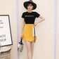 Pofulove Women Anti-light Irregular Contrast Color Skirt High Waist Slim Sexy Package Hip Skirts