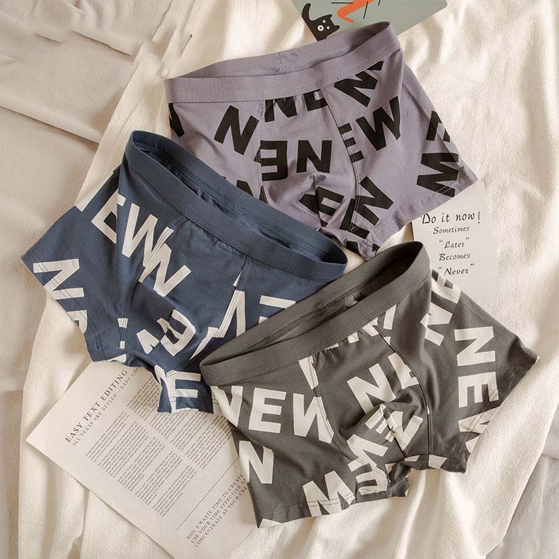 Men's Boxer Shorts Youth Four-corner Letter Printing Personality Mid-waist Men's Pants