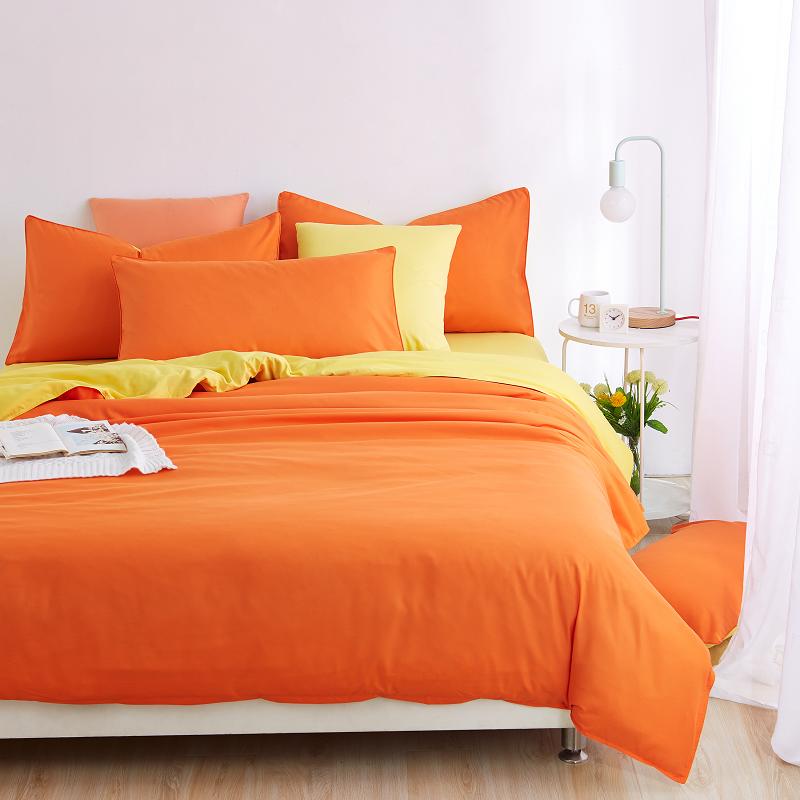 Bedding Solid Color Double Combed Matte Four Piece Set  Dormitory Simple Quilt Cover Bed Sheet
