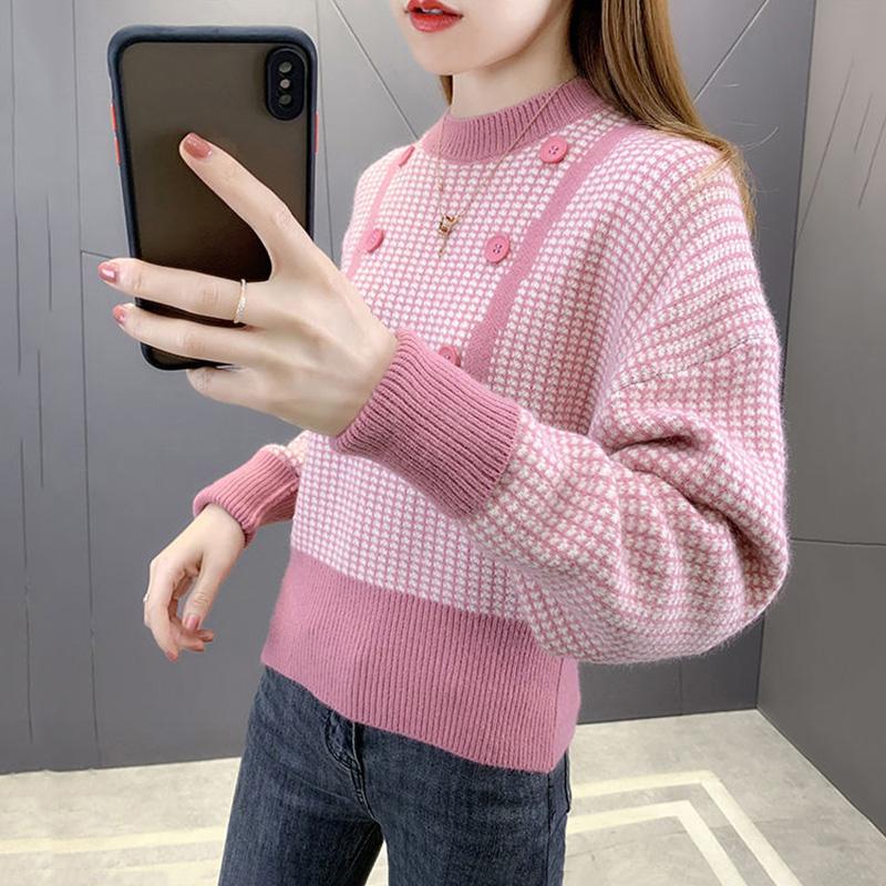Temperament Ladies Fan Base Shirt Women's Round Neck High Waist Slim Knit Sweater Short Short Sweater Warm and Comfortable