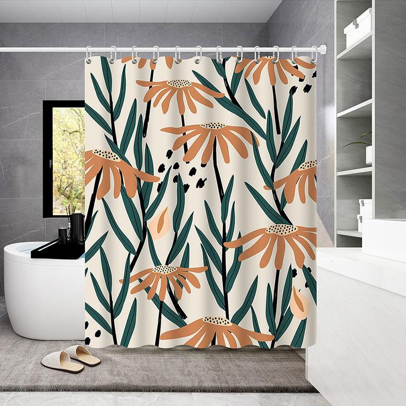 Bathroom Shower Curtain 150*180cm Waterproof Cloth Bathroom Shower Curtain Hanging Curtain Thickening Mold-proof Partition Curtain Free Perforation
