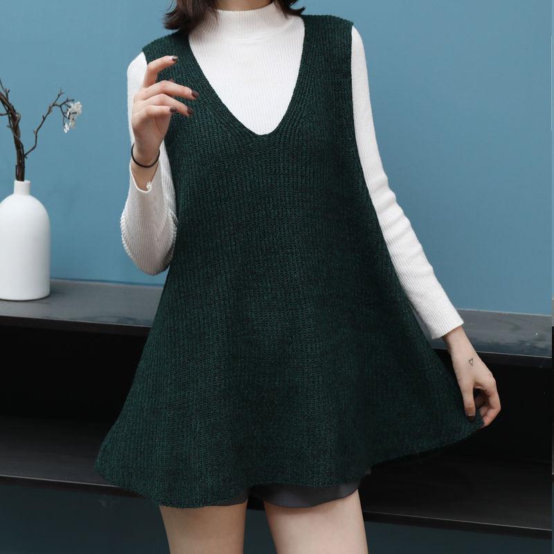 Autumn and Winter Long Vest Vest Skirt Large Size Loose Sleeveless Bottoming Shirt Fashion Casual Sweater Dress