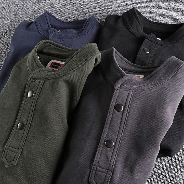 Half-open Stand-collar Pullover Sweater Men's Thick Knitted Terry Casual Warm and Comfortable Jacket