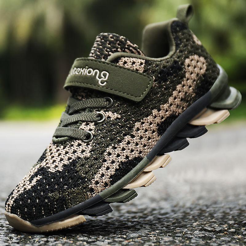 Mudipanda Boys Shoes  Spring 9 Students 10 Children 7 Years Old Breathable 8 Mesh Children's Camouflage Sneakers