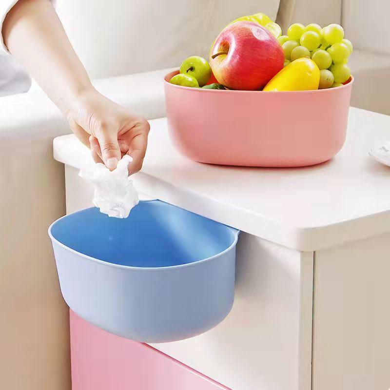 3Pcs Wall-mounted Trash Can Sink Storage Box Kitchen Cabinet Door Hanging Trash Can Plastic Storage Box Trash Basket Kitchen Organizer