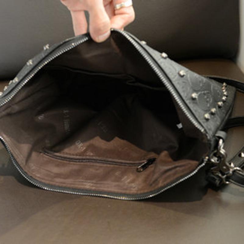 Business briefcase men black rivet anti-theft shoulder Crossbody bags mobile phone package ipad bag