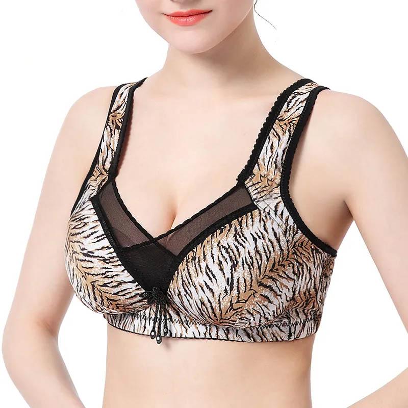 Leopard Print Gathered Tube Top Large Size No Steel Ring Thin Bra Sexy Anti-glare Ladies Breathable Adjustable Underwear