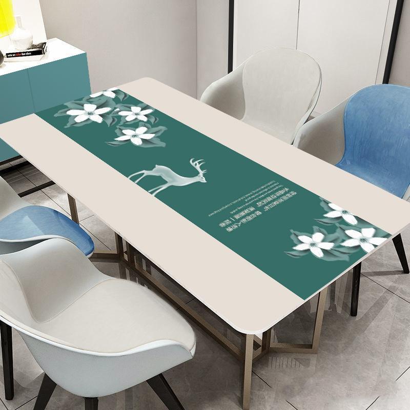 Tablecloth Soft Glass PVC Printing Tablecloth Waterproof Anti-scald and Oil-proof Plastic High-end Table Mat Coffee Table Crystal Plate Table Mat