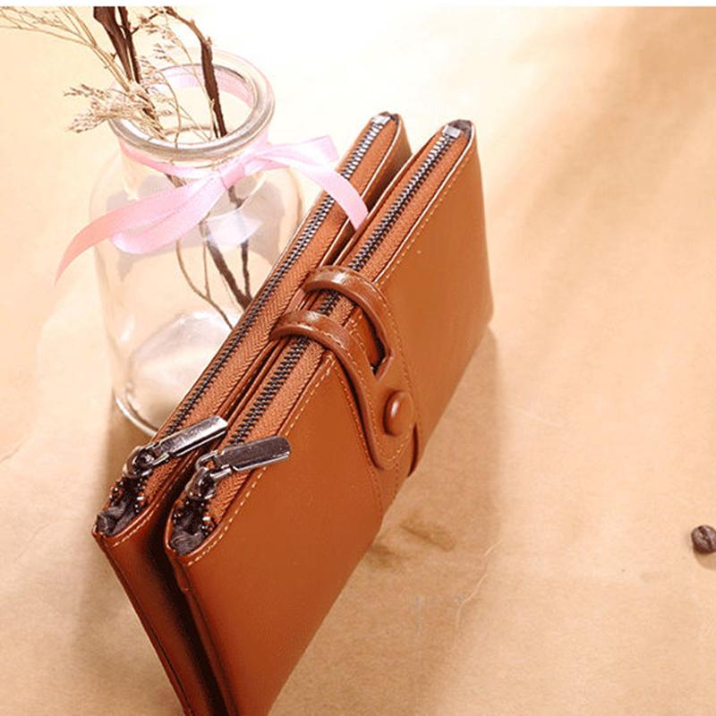 Multi-Layer Clutches Leather Bag Portable PU Leather Large Capacity Soft Surface Wallets with Coin Pocket Zipper Purse Unisex