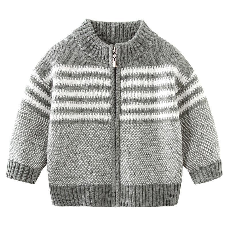 Boys Sweater Coat Autumn and Winter Children's Zipper Cardigan Baby Warm Sweater Double Layer Thickness