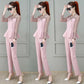 Ladies Professional Suit Xiaoxiangfeng Spring and Autumn Thin Temperament Two-piece Round Neck Long-sleeved Shirt + Casual Suit Pants