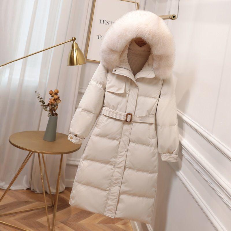 Down Jacket Women's Mid-length White Duck Down Student Korean Style Slim Coat Female Ins Winter