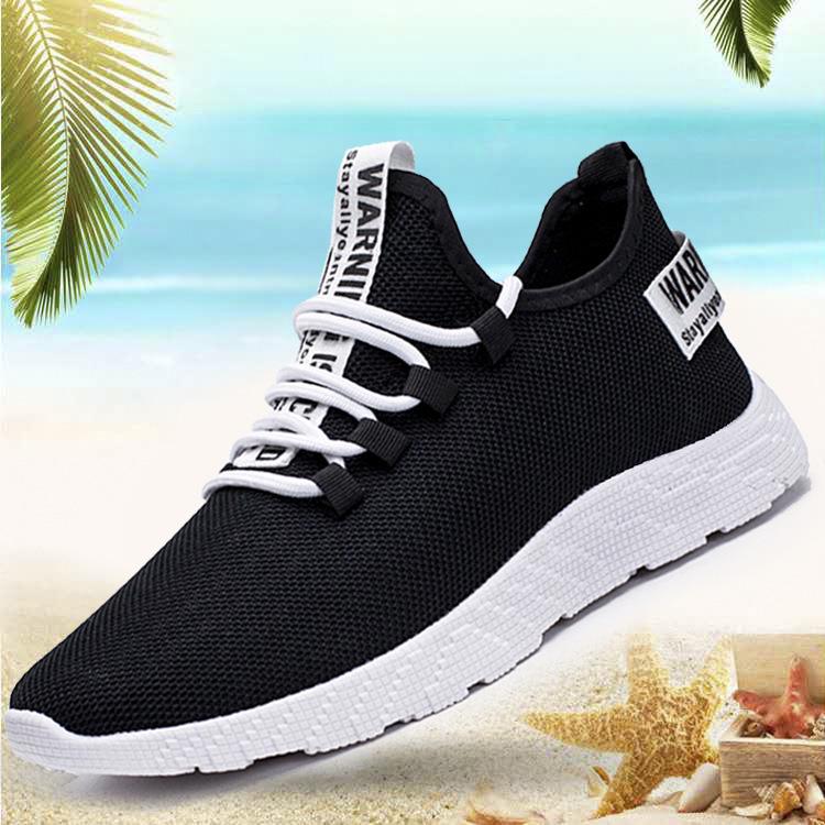 Men's Shoes Casual Running Shoes Men's Sports Shoes Mesh Shoes Solid Color Summer Lace Light Non-slip Shoes