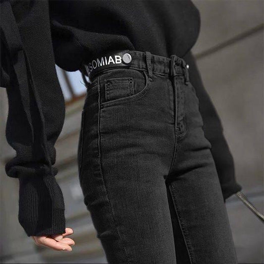 High Waisted Skinny Jeans Woman Plus Size Button With Zipper Pencil Pants Denim Women's Trousers