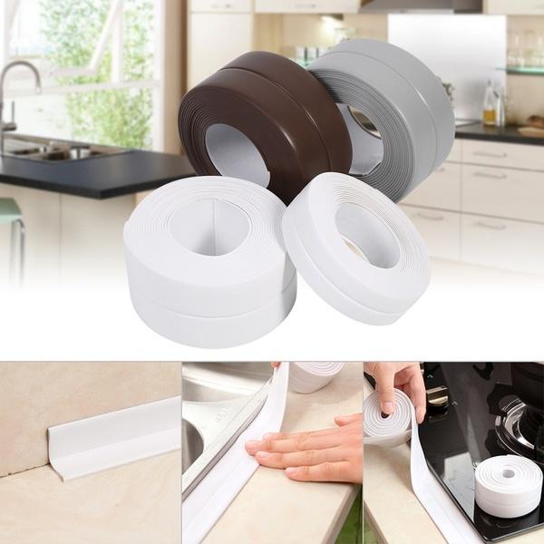 3.2m By 3.8cm PVC Sealing Strip Tape White Self Adhesive Waterproof Wall Sticker for Bathroom Kitchen