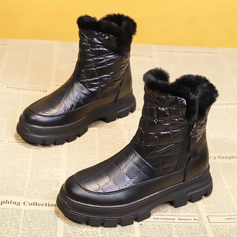 Snow Boots Women Plus Velvet Thick Women's Shoes Versatile Waterproof Non-slip Winter Warm Cotton Shoes Martin Boots