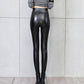 High-waist PU Leather Pants Women Plus Velvet Winter Plus Size Slim Slimming Tight Feet Leggings for Outer Wear