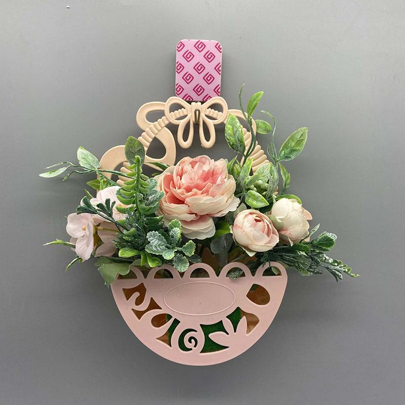 Wall Hanging Simulation Flower Set Silk Flower Artificial Flower Home Living Room Bedroom Wall Hanging Piece Flower Basket Simple Small Decorations