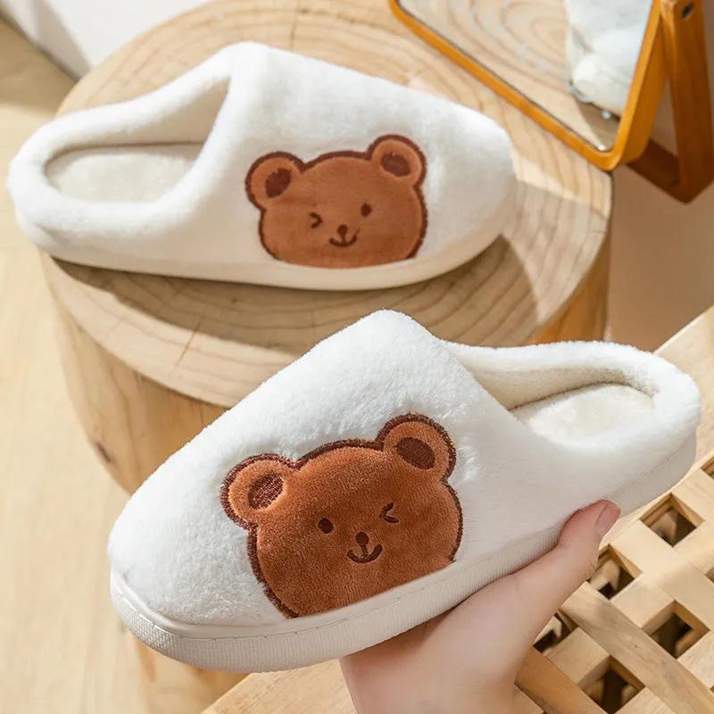 Women Winter Slippers Home Dormitory Cute Warm Slippers Furry Thick Plus Size Non Slip Slippers Women Men Cotton Shoes