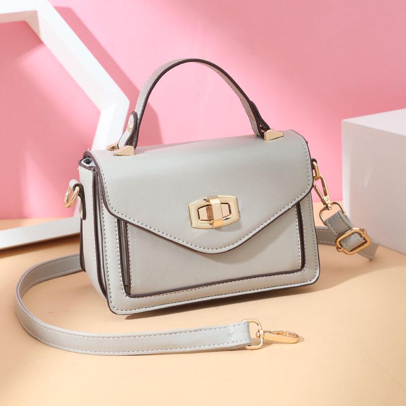 Crossbody Bag Women Solid Color Leather Anti-theft Large Capacity Wear Lock Buckle Hand Shoulder Bag
