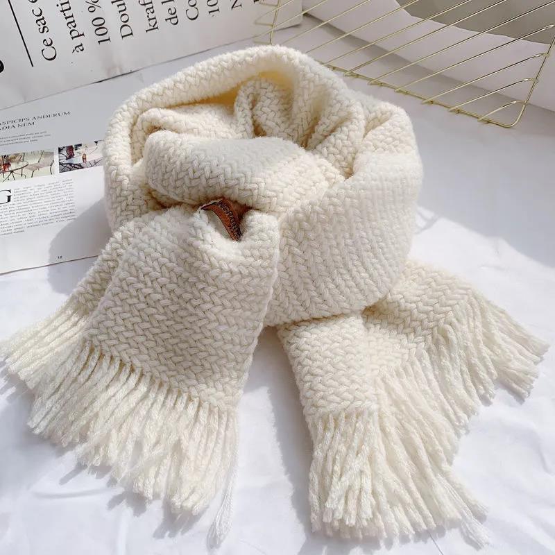 Autumn and Winter Scarf Korean Fashion Wild Knit Scarf Shawl Thick Warmth Tassel Ladies Scarf Cloak