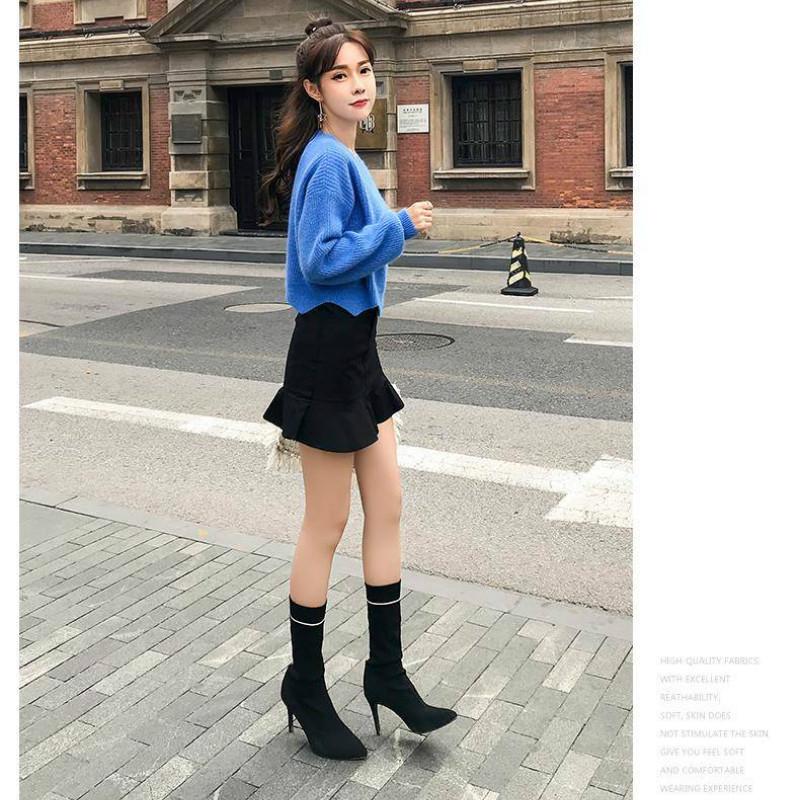 Pofulove 8 Colors Cute Long Latern Sleeve Knitted Shirt O-neck Loose Blouse Simple Color Sweaters