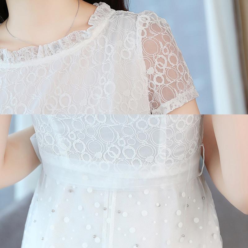 Summer Black Red White Lace Sexy Evening Sun Dress Hollow Out O-neck Ladies Party Club Dress
