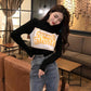 Individual Letters Print Bottoming Shirt Women's Tight Pullover Long-sleeved Wild Sweater