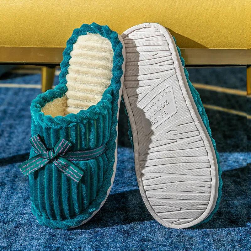 Non-Slip Home Slippers Winter Warm Women Indoor Cotton Non-slips Ladies Soft Slippers Memory Foam Bedroom Couples Shoes