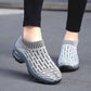 Women's Mid High-heeled Sneakers Casual Breathable Mesh Sports Shoes Running Flat Shoes Slip on Thick-soled Dance Shoes