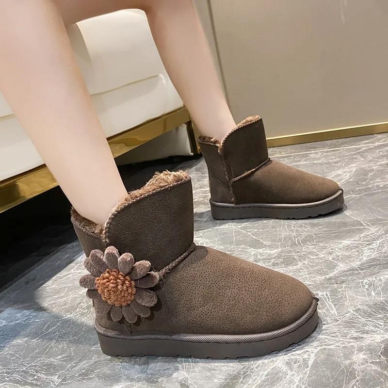 Autumn and Winter Snow Boots Women's Waterproof Cotton Boots Rubber and Velvet Warm and Non-slip Short Boots