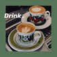 Finland Ins Same Paragraph Medieval Mint Green Grass Coffee Cup Saucer Milk Mocha Ceramic Cup Flower Tea Cup Cherry
