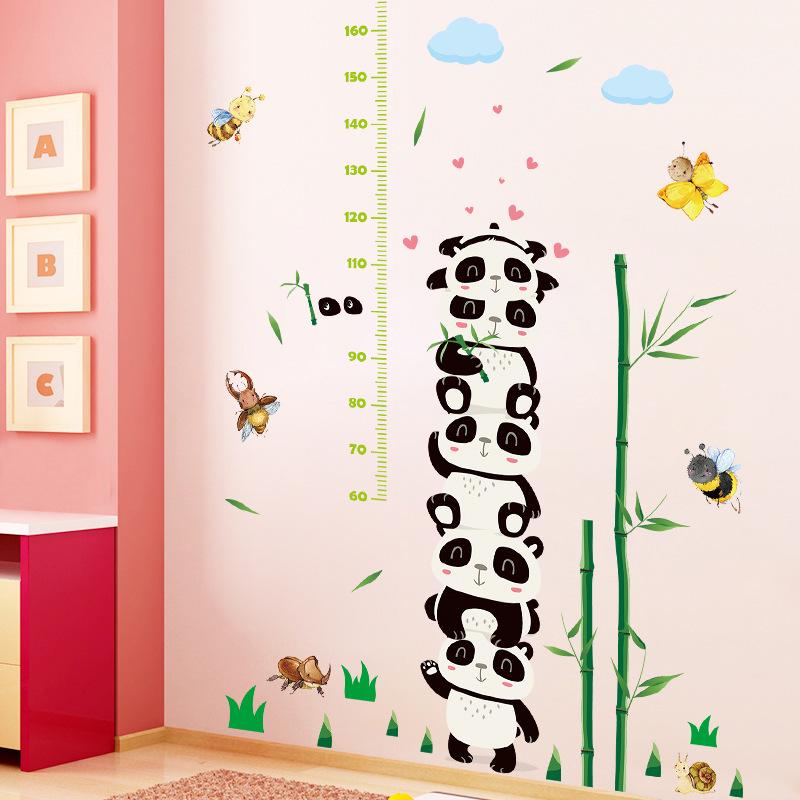 Panda tall cartoon height wall stickers bedroom living room background decoration removable stickers