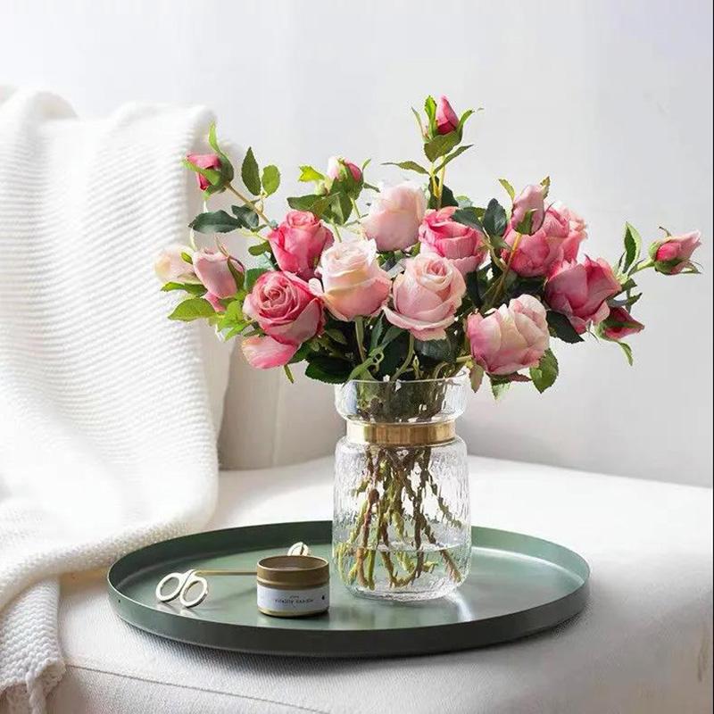 Bulgarian Rose Simulation Bouquet Fake Flower Decoration European Plastic Flower Decoration Silk Flower Living Room Table Decoration