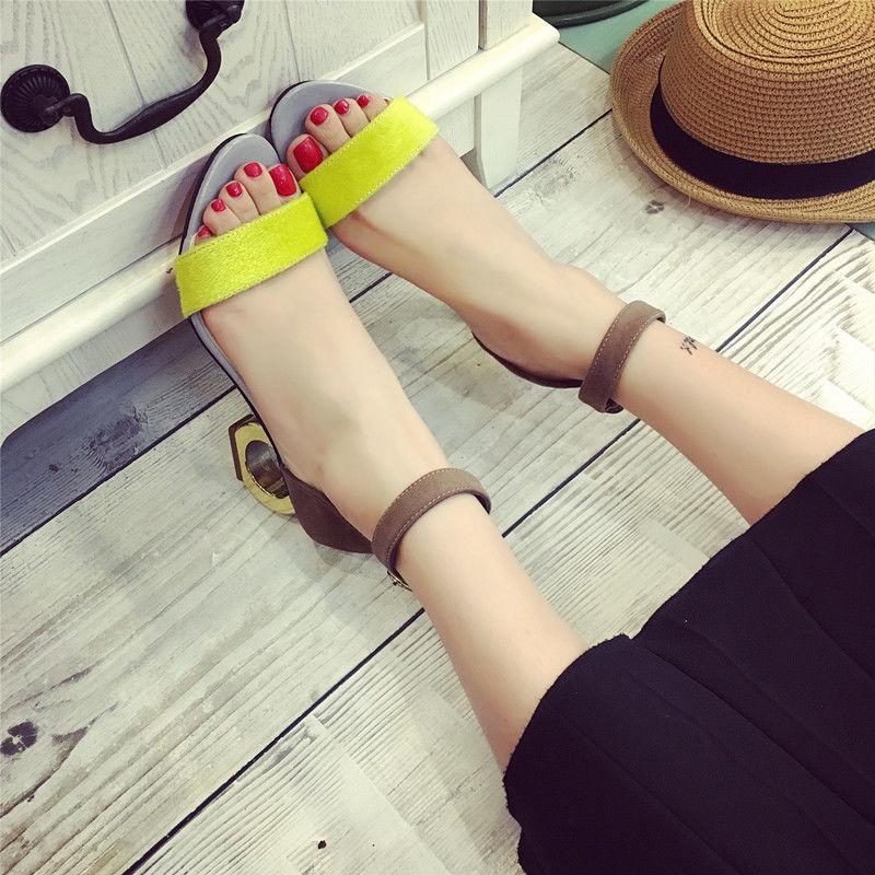 Women's thick high-heeled sandals personality profile frosted sexy open-toe women's shoes sandals