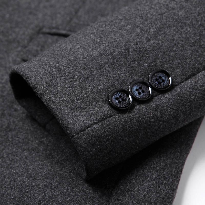 Winter Wool Jacket Men's Wool Coat Casual Slim Collar Wool Coat Men's Long Cotton Collar Trench Coat