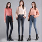 High Waist Denim Trousers Women's Elastic Waist Stretch Plus Size Feet Pants Black Spring and Autumn Ladies Trousers Korean Version