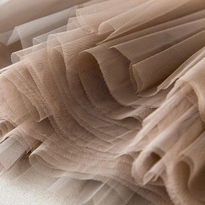 Pleated Printed Gauze Skirt High Waist Elastic Waist Mid-length Large Hem Skirt Spiral Color Stitching Lace A-line Skirt