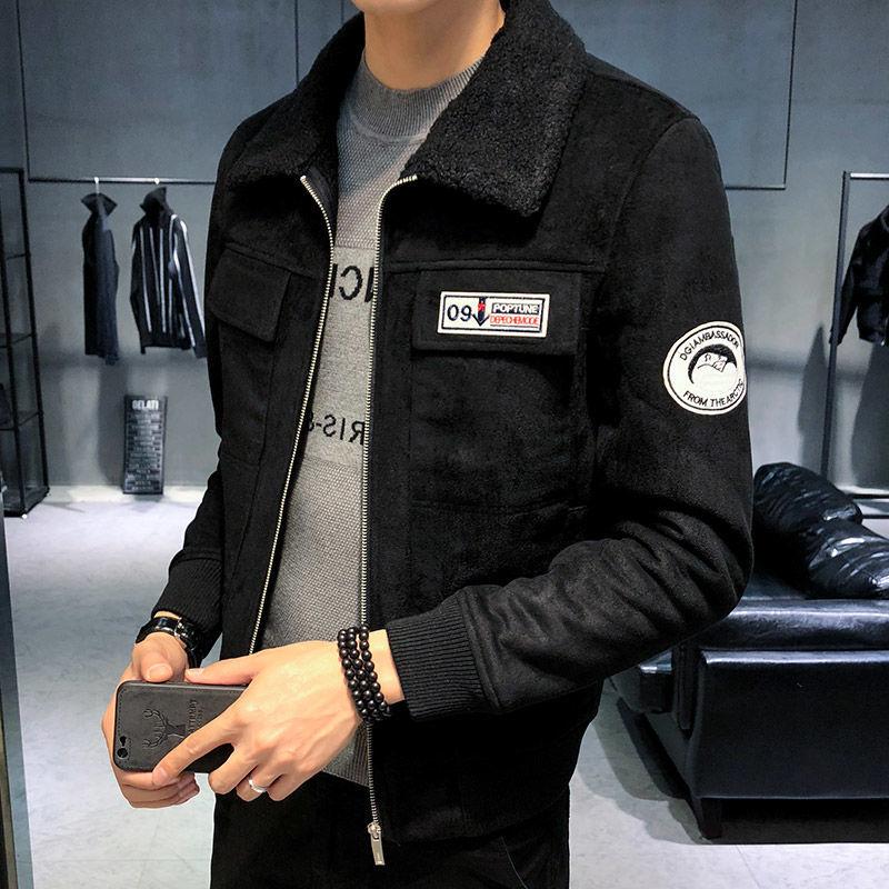 Fashion Urban Men's Jacket Autumn and Winter Fashion Trend Slim Thickening Plus Velvet Warm Jacket
